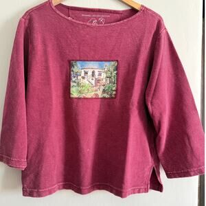 Michael Leu Collection | Mauve Ottoman Ribbed knit  Art Applique Top | Small